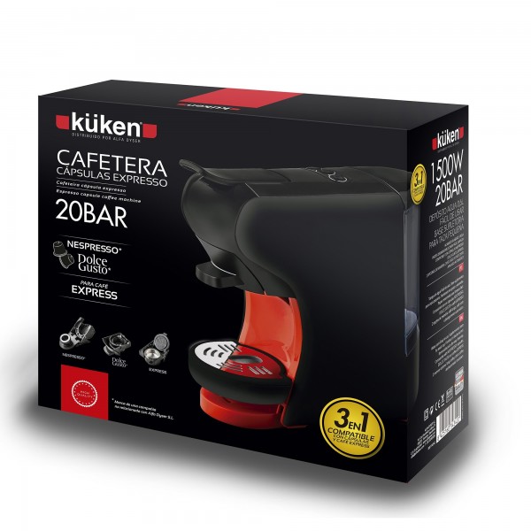 Cafetera capsulas 3en1 20 bar kuken