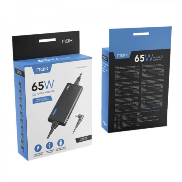 Nox cargador para portátil 65w usb