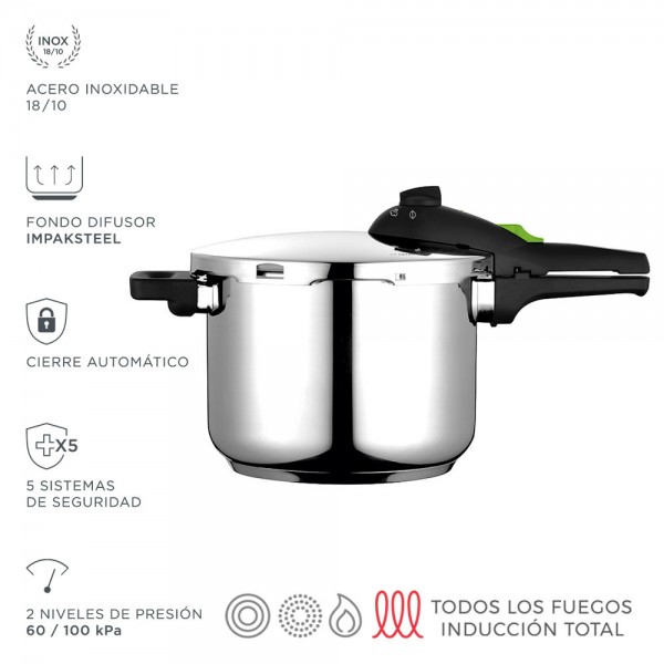 Olla super rápida rapid 6 l inoxidable 18/10 ø23 x 17cm