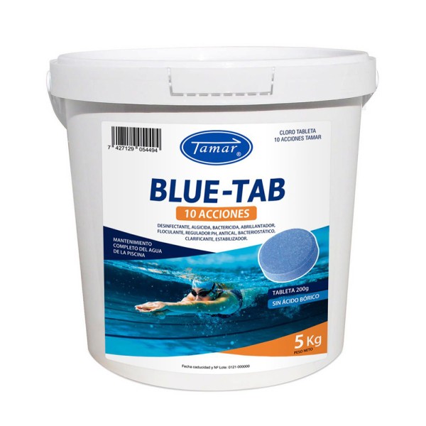Cloro blue tab 10 acciones en tabletas, bote 5 kg (pack 4 unidades)