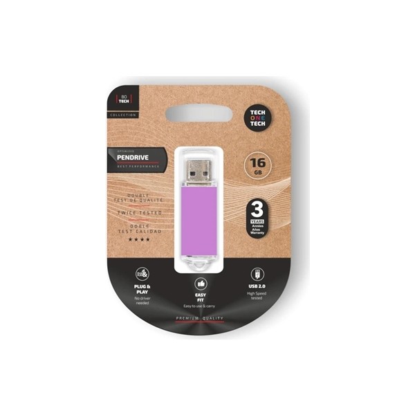 Tech one tech basic pendrive 16gb usb 2.0 purple