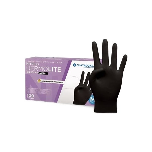 Cuatrogasa guantes de nitrilo negro talla M