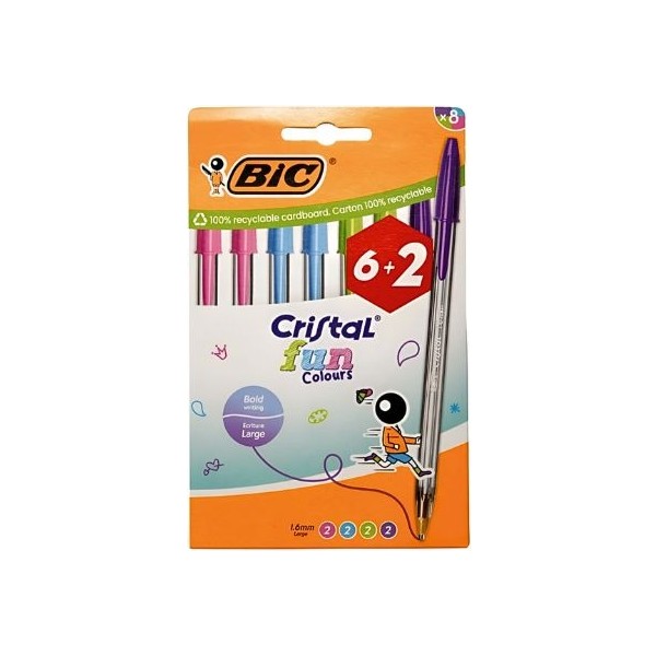 Bic boli cristal fun colours 6 + 2