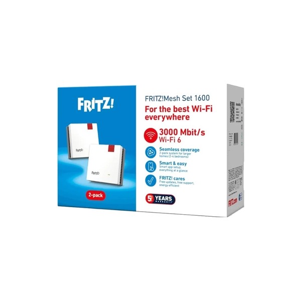 Fritz! mesh wifi set 1600 2-pk repeater wifi6